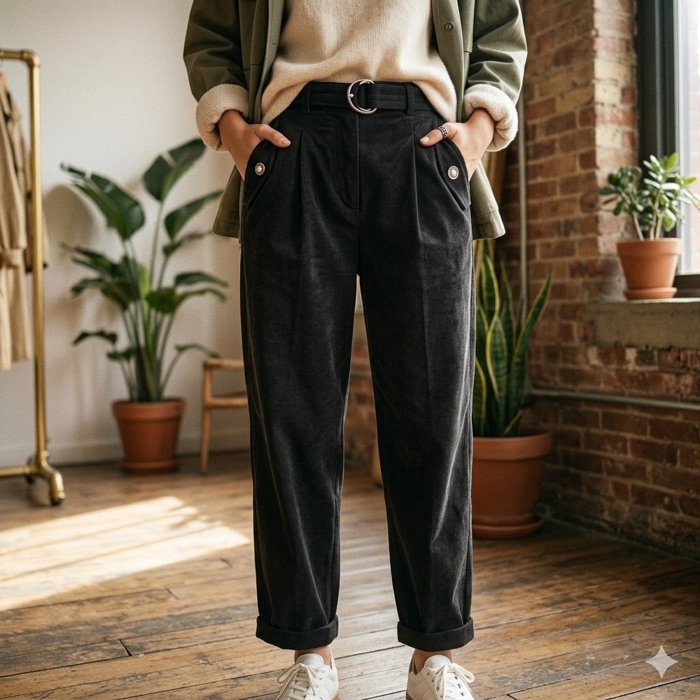 Aritzia Babaton 1-01 Balboa High Waisted Velvet Tapered Pants - Black - Size 8